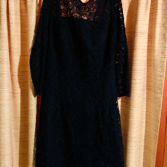 Belsoie Navy Lace Bridesmaid Dress - Picture 2 of 3